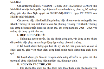 Trường Tiểu học Khánh Thượng – Phường Yên Thắng: Kế hoạch “Về việc triển khai thực hiện các khoản thu, chi năm học 2025 – 2026”